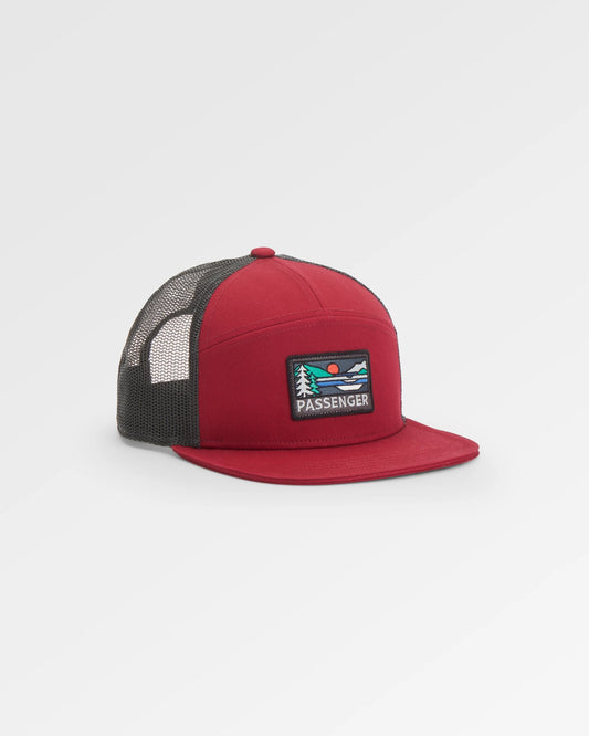 Roamer 7 Panel Organic Cotton Trucker Cap - Wine
