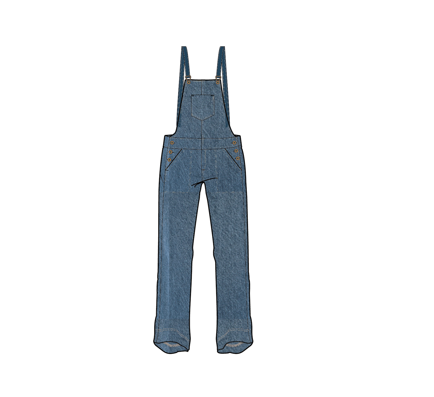 Shuffle Denim Dungarees - Denim Blue